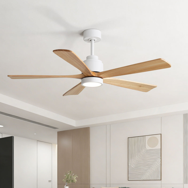 52" Ceiling Fan With Remote Control, Dimmable 3 Color Temperature LED Light, Quiet Reversible DC Motor