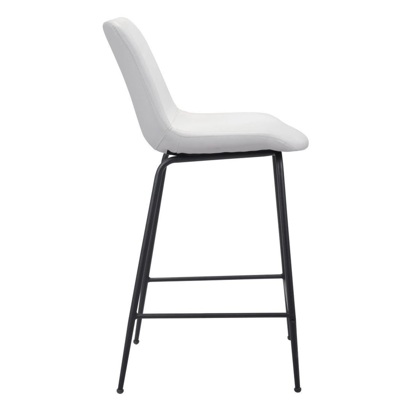 Steel Low Back Counter Height Bar Chair - White And Black