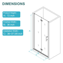 Load image into Gallery viewer, Fold Frameless Shower Door With Tempered Glass
