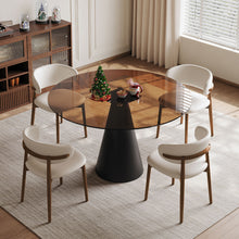 Load image into Gallery viewer, Round Dining Table - Black / Brown - Tempered Glass

