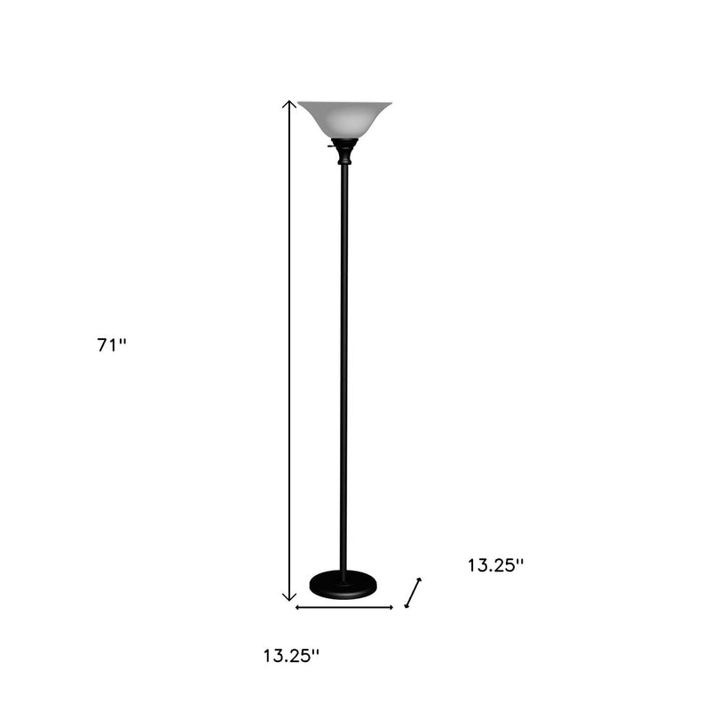 Torchiere Floor Lamp With Black Glass Dome Shade - Black