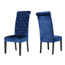 Load image into Gallery viewer, Elegant George Hi Back Dining Chair (Set of 2) With Tufted Velvet - Navy Blue
