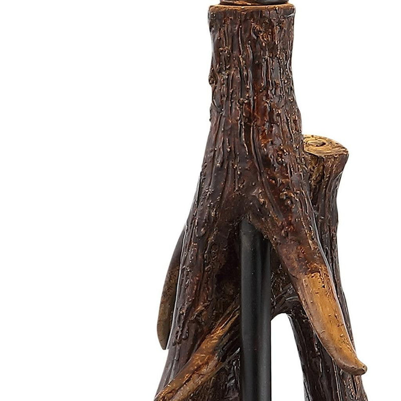 Antlers Table Lamp With Empire Shade - Brown
