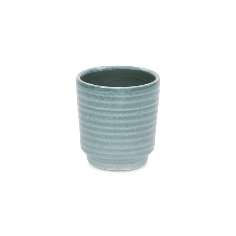 Striped Round Pot Planter (487471) - Green