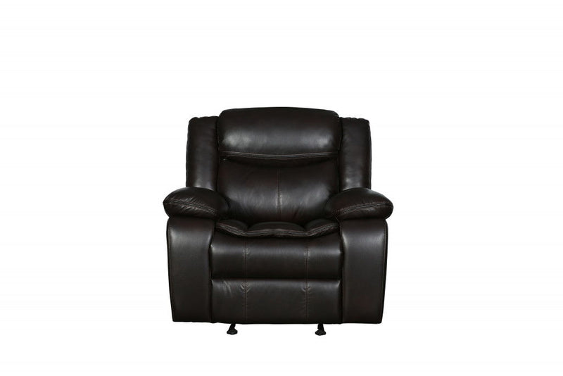 Leather Match Manual Gliding Recliner (366306) - Dark Brown