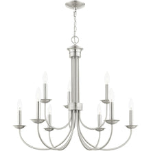 Load image into Gallery viewer, 27" Nine Light Dimmable Chandelier With Shades - Nickel
