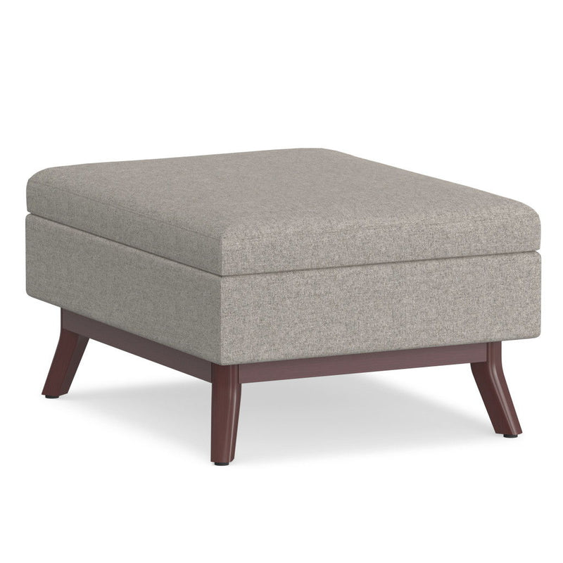 34" Fabric Cocktail Ottoman With Storage - Gray / Brown