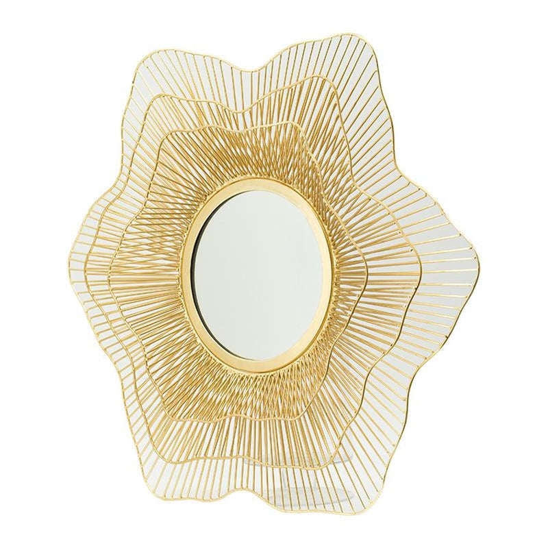27" Floral Sunburst Iron Framed Accent Mirror - Gold