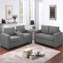 Load image into Gallery viewer, Modern Style 2 Piece Sofa Set With Cup Holders &amp; Charging Port
