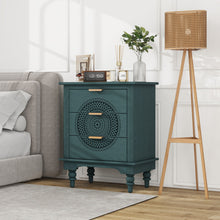 Load image into Gallery viewer, Hollow Carved 3 Drawer Dresser With Metal Handles, Storage Chest For Living Room Or Bedroom - Blackish Green
