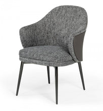 Load image into Gallery viewer, Upholstered Fabric Faux Leather Wing Back Dining Arm Chair - Gray
