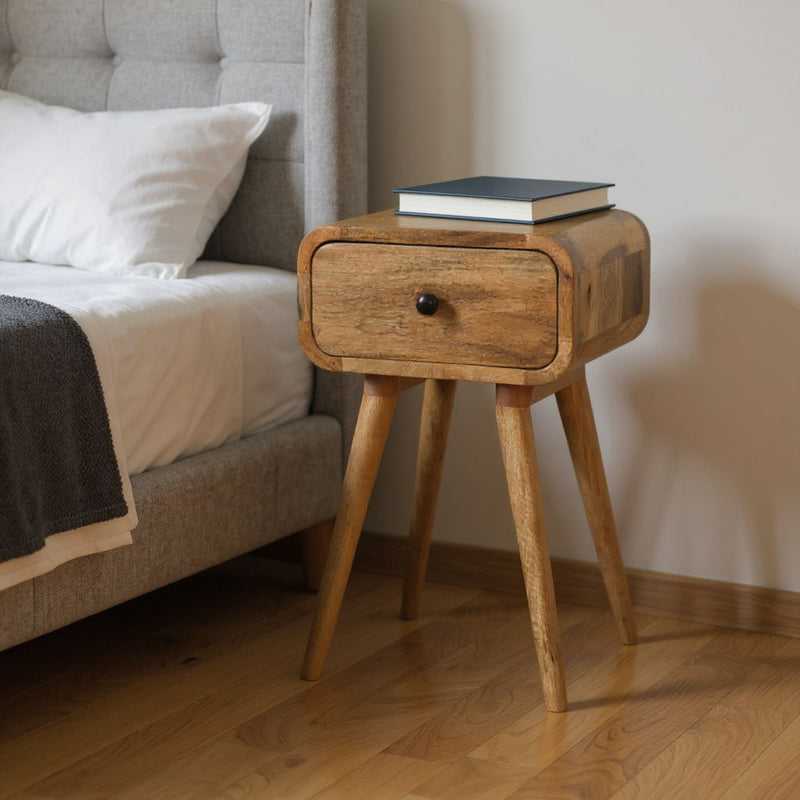 19" Solid Wood Square One Drawer Nightstand - Beige
