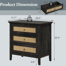 Load image into Gallery viewer, Nightstand With 3 Drawers, Tall End Table - Brown
