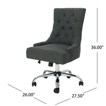 Load image into Gallery viewer, Glory Diamond Tufted Upholstered Office Chair With Rolling Casters And Sloped Arms - Dark Gray / Chrome
