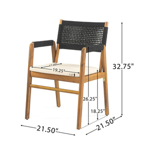 Outdoor Rustic Patio Acacia Bistro Set With Cushions