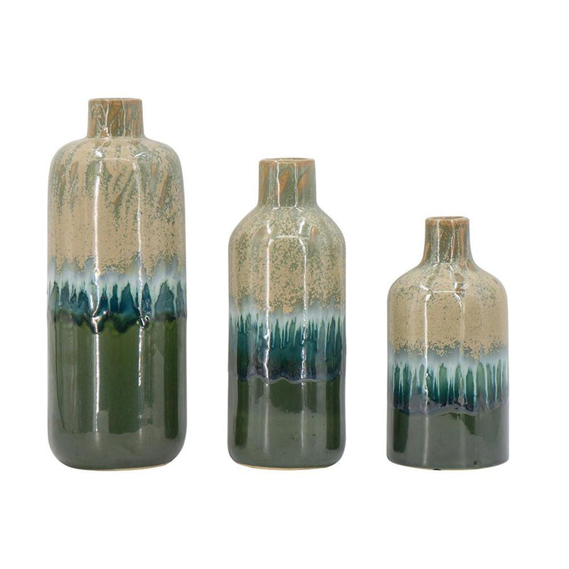 Round Table Vase (Set of 3) - Beige / Blue / Green