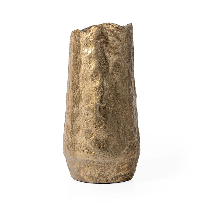 Hammered Cylinder Table Vase - Gold