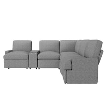 Load image into Gallery viewer, 104&#39;&#39; Power Recliner Corner Sofa Home Theater Reclining Sofa Sectional Couches with Storage Box, Cup Holders, USB Ports and Power Socket for Living Room, Grey
