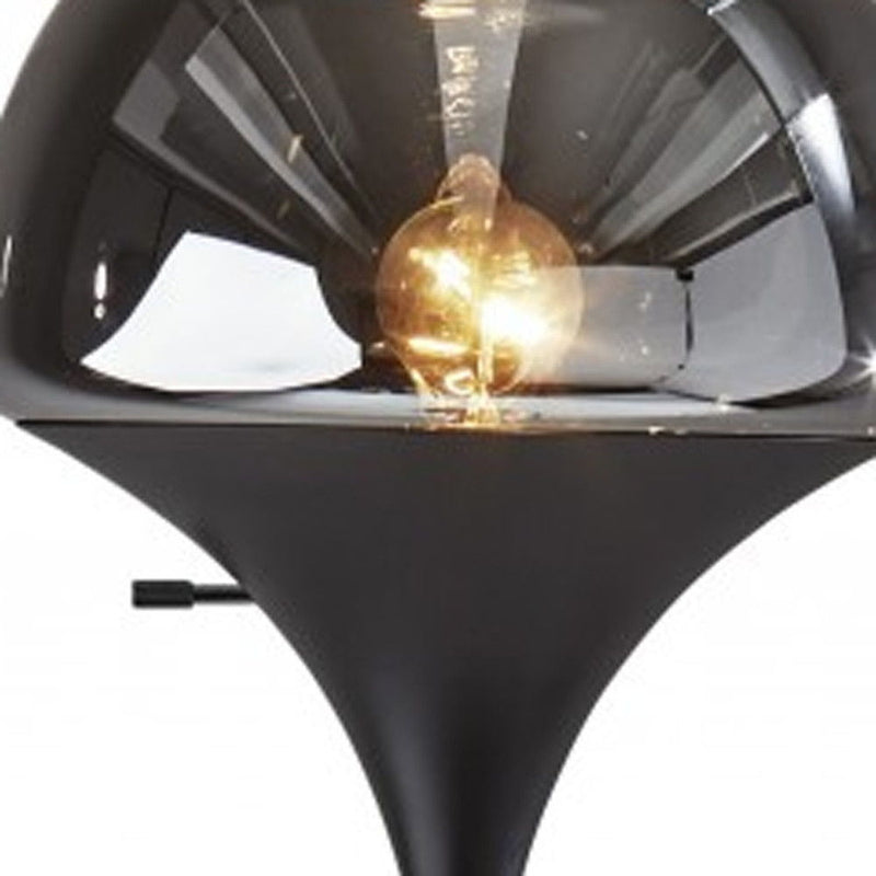 Chalice Mixed Material Torchiere With Metal Smoked Glass - Black