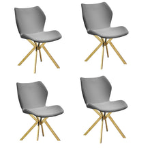Load image into Gallery viewer, Upholstered Faux Leather Dining Side Chairs (Set of 4) - Gray / Gold
