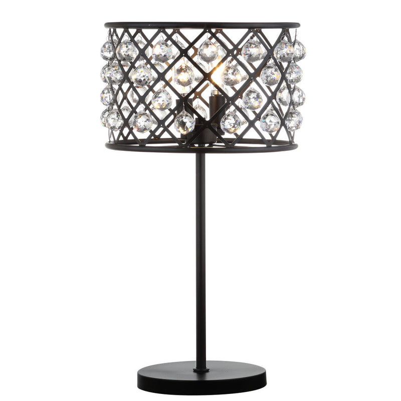 Geometric Table Lamp With Drum Shade - Antiqued Bronze