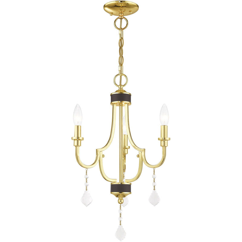 22" Three Light Dimmable Chandelier With Shades - Brass