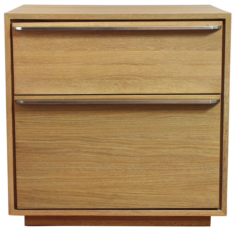 28" Solid And Manufactured Wood Two Drawer Nightstand - Natural