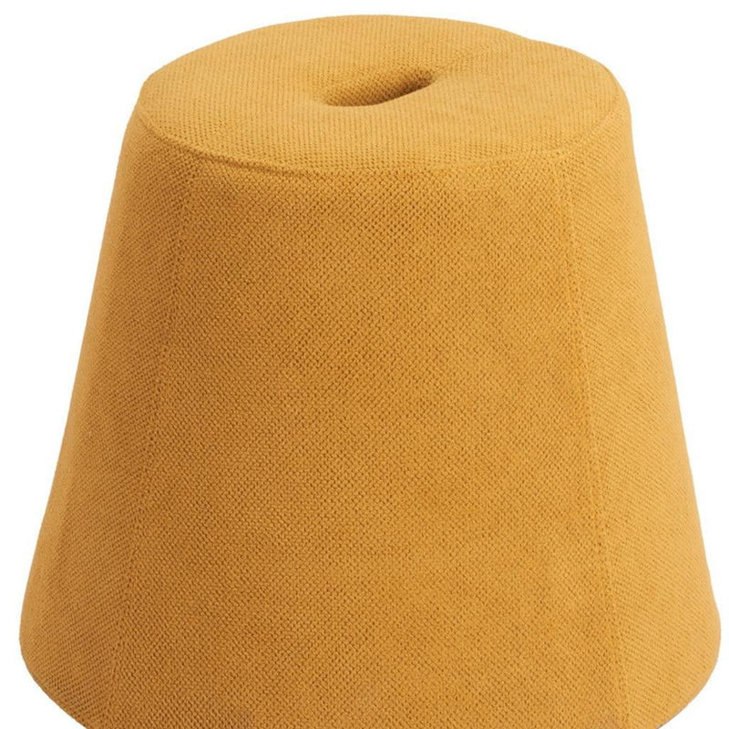 Fabric Round Ottoman - Yellow / Orange