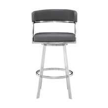 Load image into Gallery viewer, 38" Faux Leather Swivel Low Back Counter Height Bar Chair - Gray / Silver
