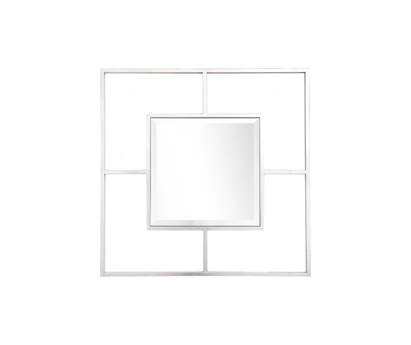 32" Square Metal Framed Accent Mirror - Silver