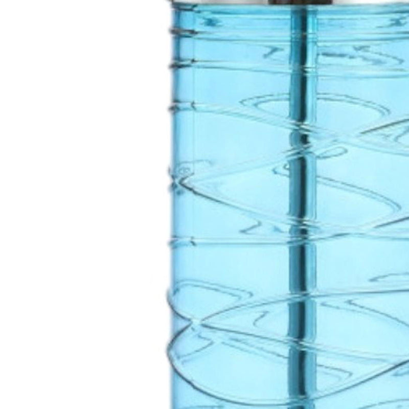 Novelty Table Lamps With Drum Shades (Set of 2) - Turquoise / Clear