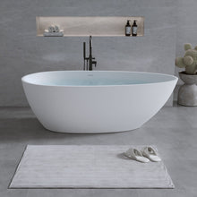 Load image into Gallery viewer, Solid Surface Matte Tub, Freestanding Solid Surface Resin Stone Bathtub, Solid Surface Matte White Soaking Tub, Free Standing Tub With Overflow And Pop-Up Drain - Matte White
