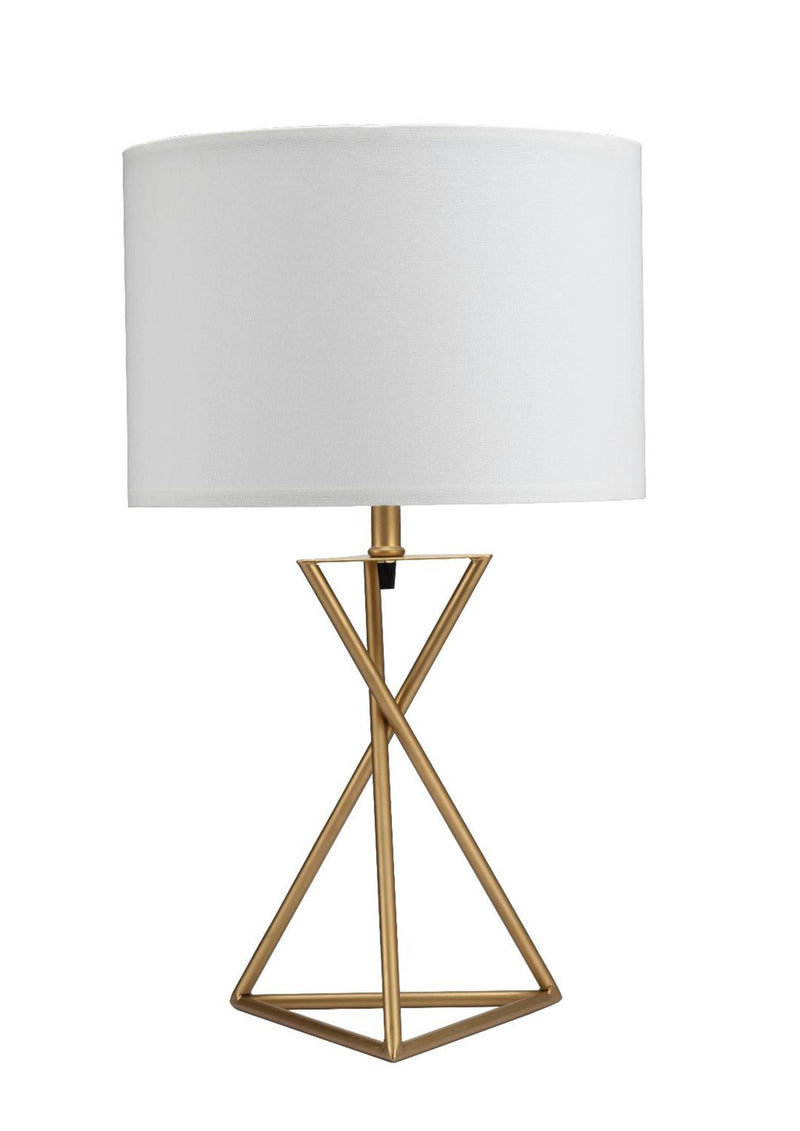 Contemporary Geo Table Lamp With White Shade - Gold