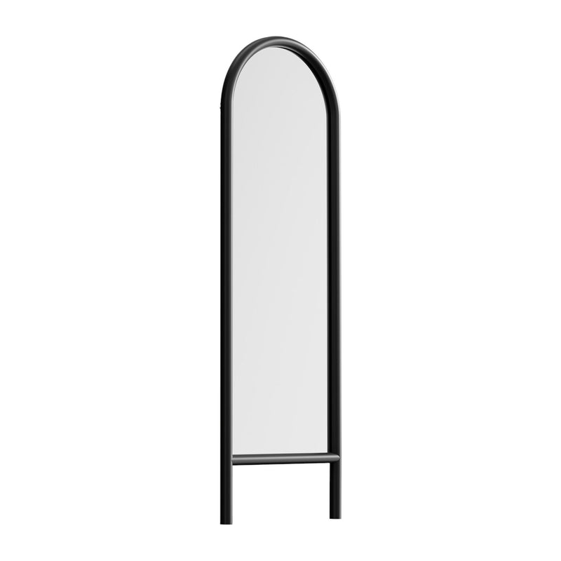 64" Solid Wood Arch Leaning Ladder Framed Full Length Mirror - Black