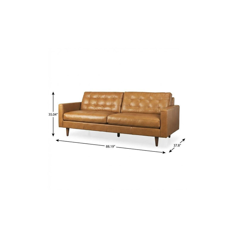 88" Leather Sofa - Brown