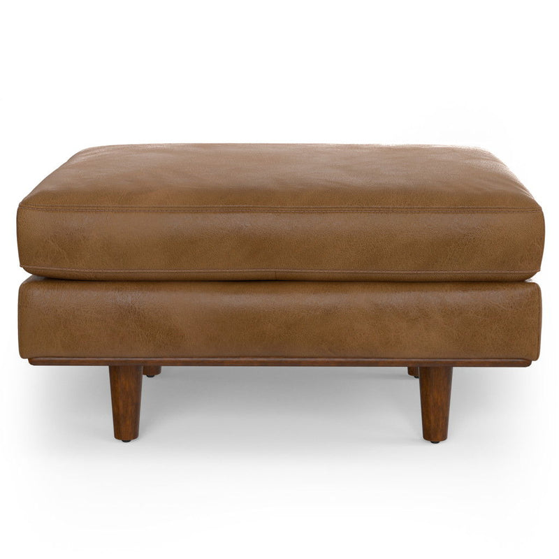33" Leather Cocktail Ottoman - Brown