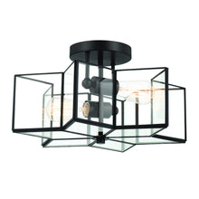 Load image into Gallery viewer, 16'' Unique Statement Two Light Metal Dimmable Flush Chandelier With Shades - Black
