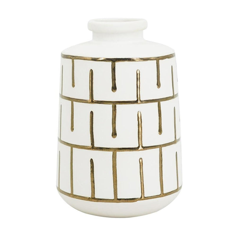 Geometric Round Table Vase - Ivory / Ivory