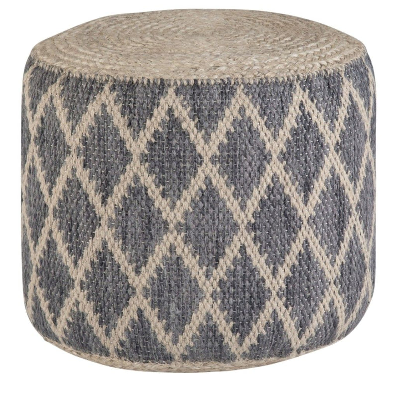 Jute Round Pouf Ottoman - Gray