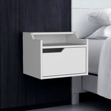Load image into Gallery viewer, 13" One Drawer Faux Wood Floating Nightstand - White
