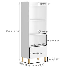 Load image into Gallery viewer, 4 Tier Bookcase, Book Display With Safety Restraint, Storage Cabinet For Playroom - White
