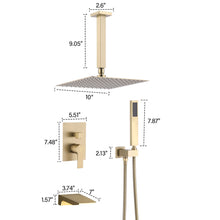 Load image into Gallery viewer, Wall Mount Shower System With High Pressure 10" Shower Head And Handheld
