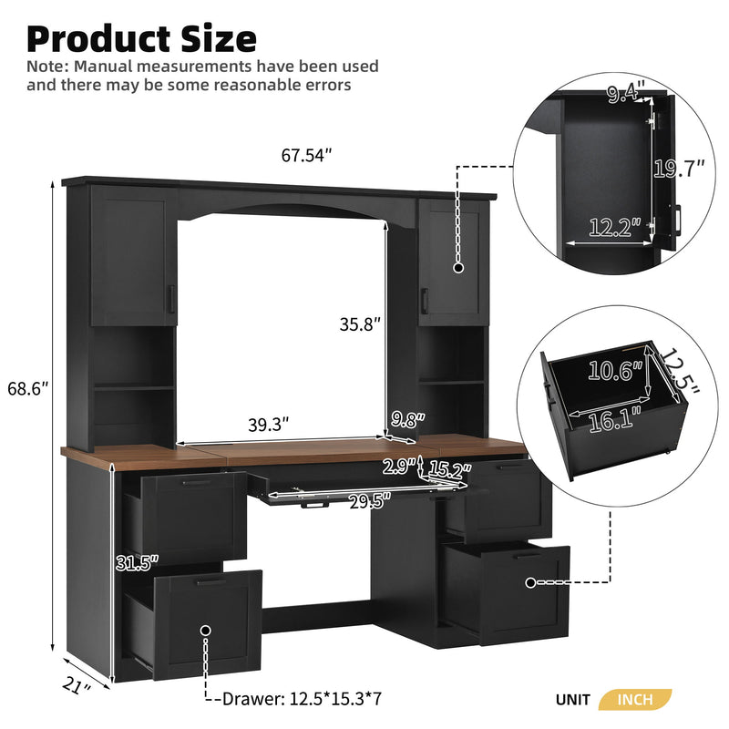 Farmhouse Computer Desk With Hutch