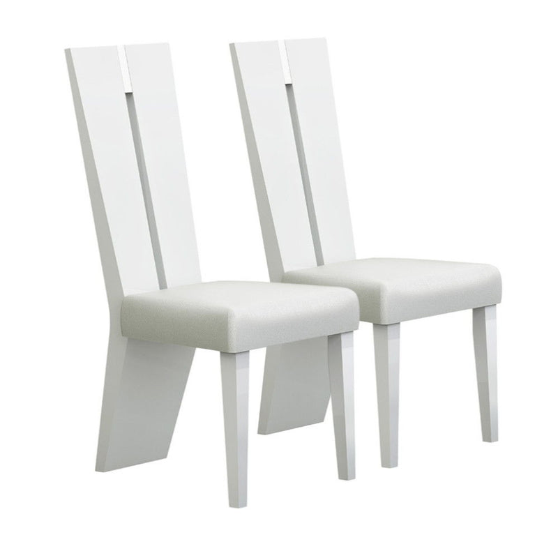 Upholstered Faux Leather Ladder Back Dining Side Chairs (Set of 2) - White