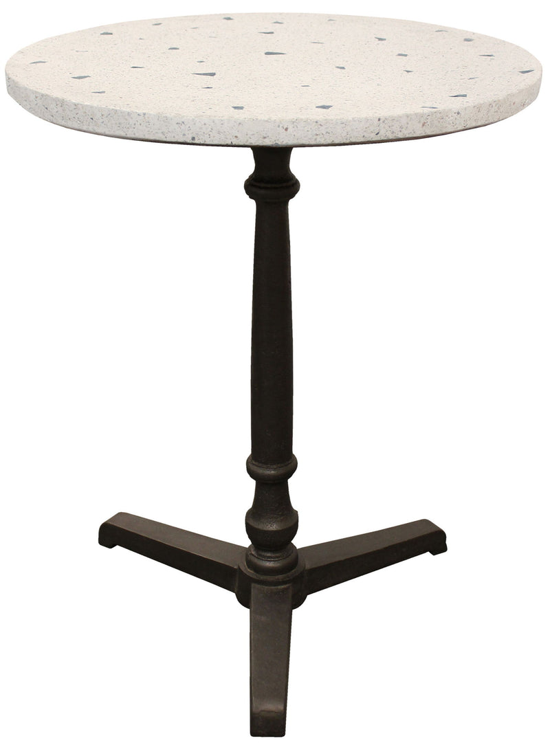 Stone Iron Pedestal Base Round Top Dining Table - Ivory / Brown