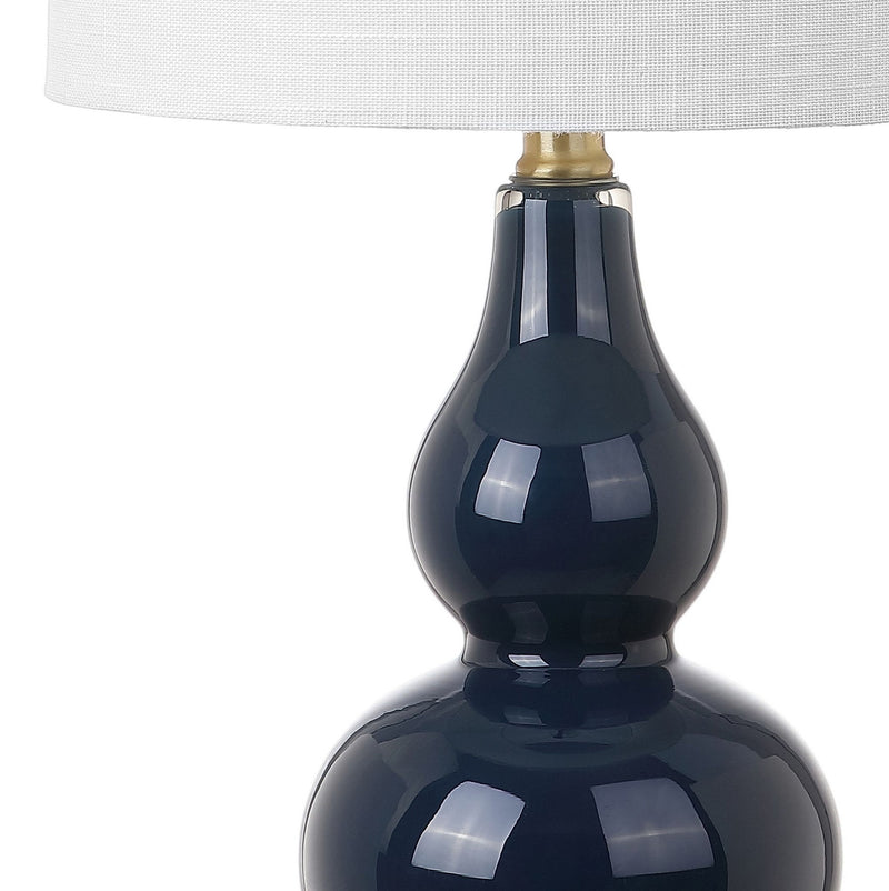 Gourd Desk Lamp With Drum Shade - Navy Blue