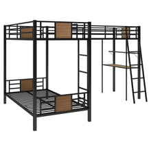 Load image into Gallery viewer, L-Shaped Twin over Twin Bunk Bed with Twin Size Loft Bed with Desk and Shelf ,Brown
