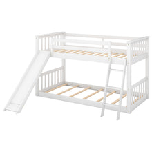 Load image into Gallery viewer, Twin over Twin Bunk Bed with Convertible Slide and Ladder, White
