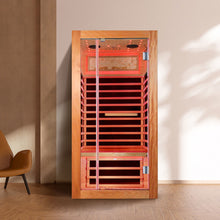 Load image into Gallery viewer, Single Person Sauna Room With LED Lighting, Epoxy Heating Plates, And Compact Design - American White Oak
