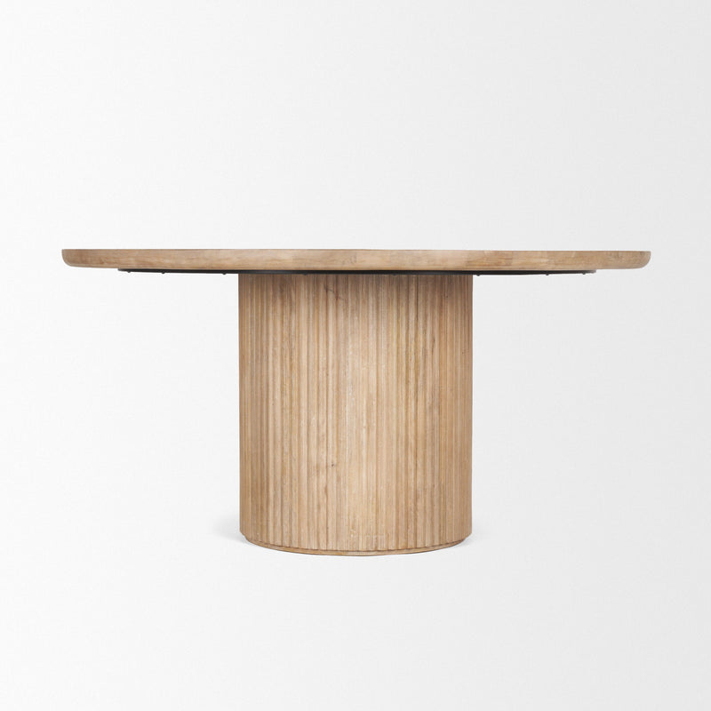 Solid Wood Pedestal Base Round Top Dining Table (727870) - Brown